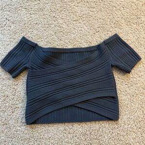 Aerie charcoal gray Ribbed Knit Top